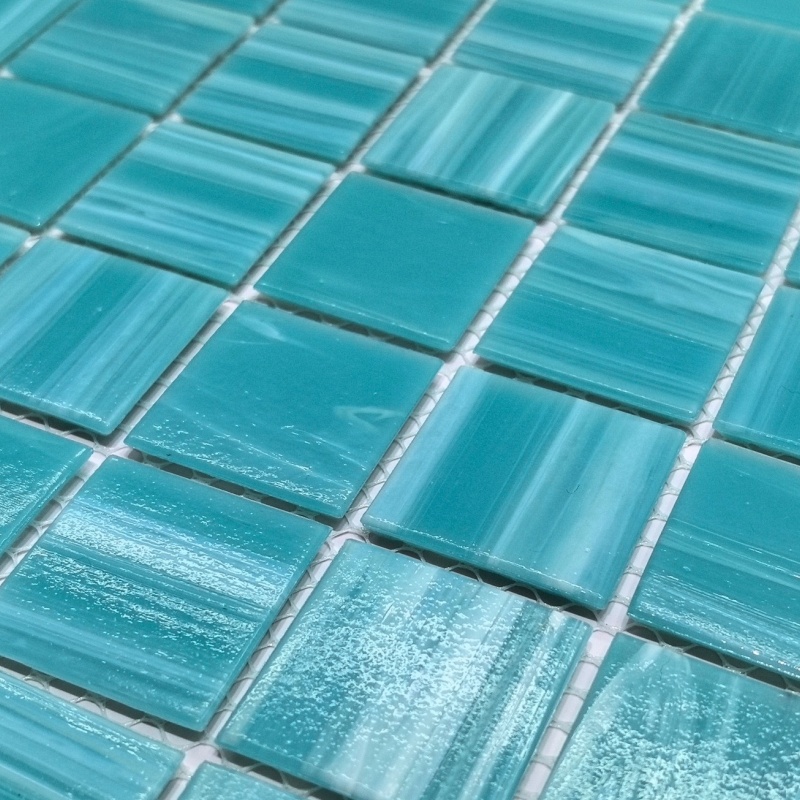 High Quality 48X48mm Blue Color Glass Pool Mosaic Swimming Pool Tiles