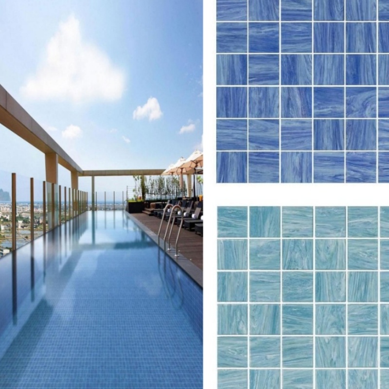 Green Blue Penny Round Series Shining Mosaic Tile for Swimming Pool Free Sample