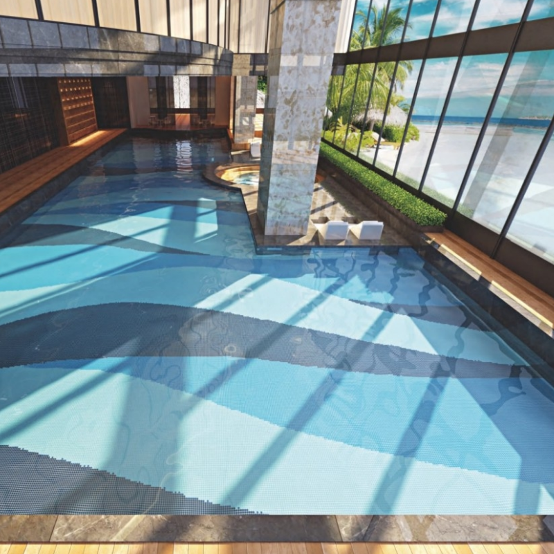 Blended Blues Glass Mosaic for Swimming Pool Tile