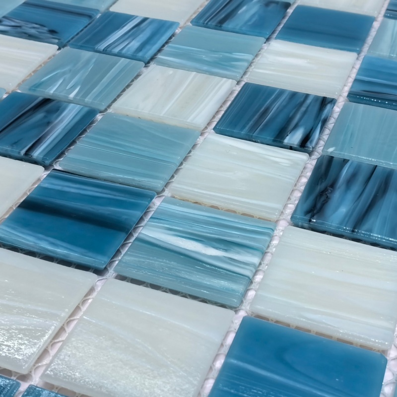 High Quality 48X48mm Blue Color Glass Pool Mosaic Swimming Pool Tiles