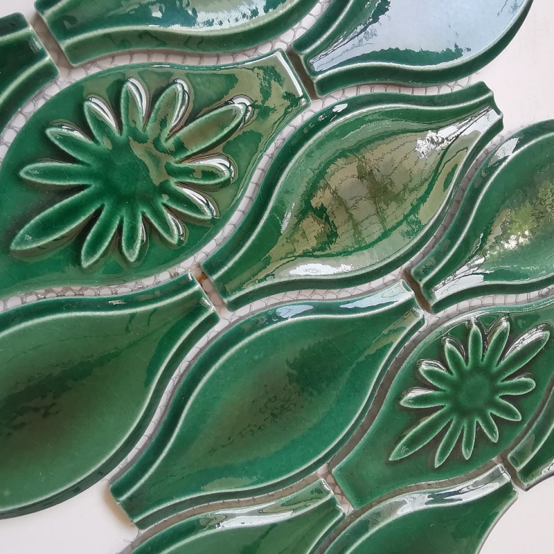 Factory Wholesale Customization Glossy Porcelain Rhombus Ceramic Mosaic Tile Swimming Pool Mosaic Bathroom Mosaic