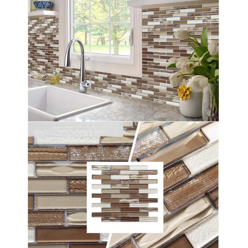 Elegant Glass Mosaic Tiles for Stylish Villa Kitchen Backsplash