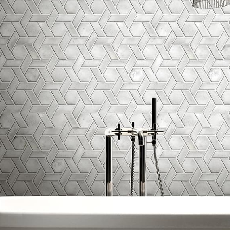 Custom Backsplash Kitchen 30X30 Gold and Carrara White Stone Brass Marble Mosaic Wall Tile