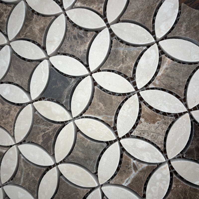 Customized Luxury Elegant Irregular Marble Mosaic Wall Tile for Bathroom Living Room Nature Stone Stunning Blue Glass and Marble Mosaic Tiles