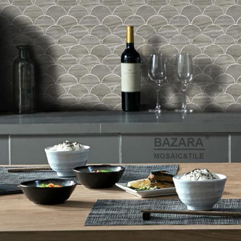 Elegant Black and Grey Triangle Mosaic Tiles for Luxury Bathrooms