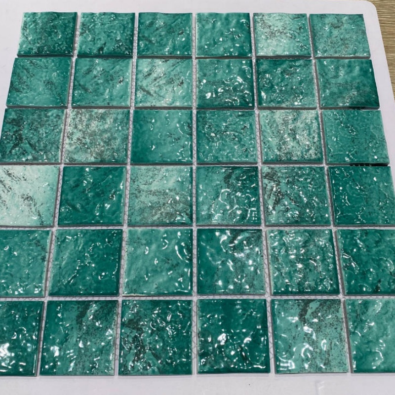 Factory Wholesale Blue Glossy Square Waterproof 3D Metal Mosaic Tiles Ceramic Tile Mosaic China Mosaic