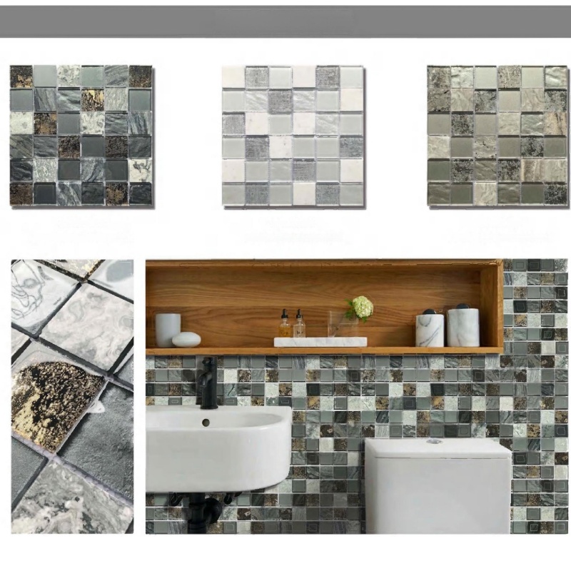 Elegant Glass Mosaic Tiles for Stylish Villa Kitchen Backsplash