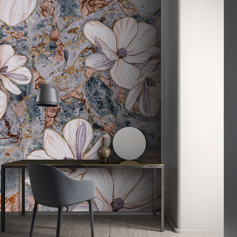 TV Background Wall Mural Deco Patters Flower Glass Mosaic Tiles