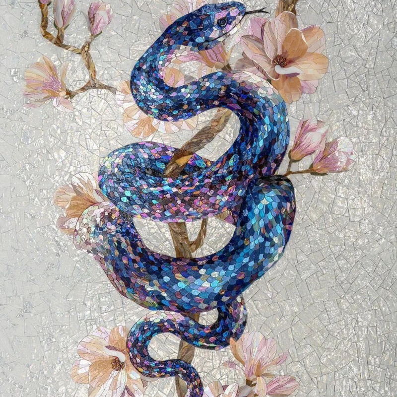 Wall Decor Handmade Glass Mosaic Art Mermaid Mosaic