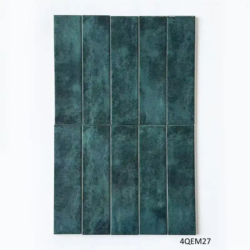 Uneven Surface Green Color Tiles Handmade Ceramic Wall Subway Tiles for Bathroom/Kitchen