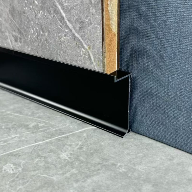 High-End Anodized Brushed 60mm Brass Profile Metal Skirting Board