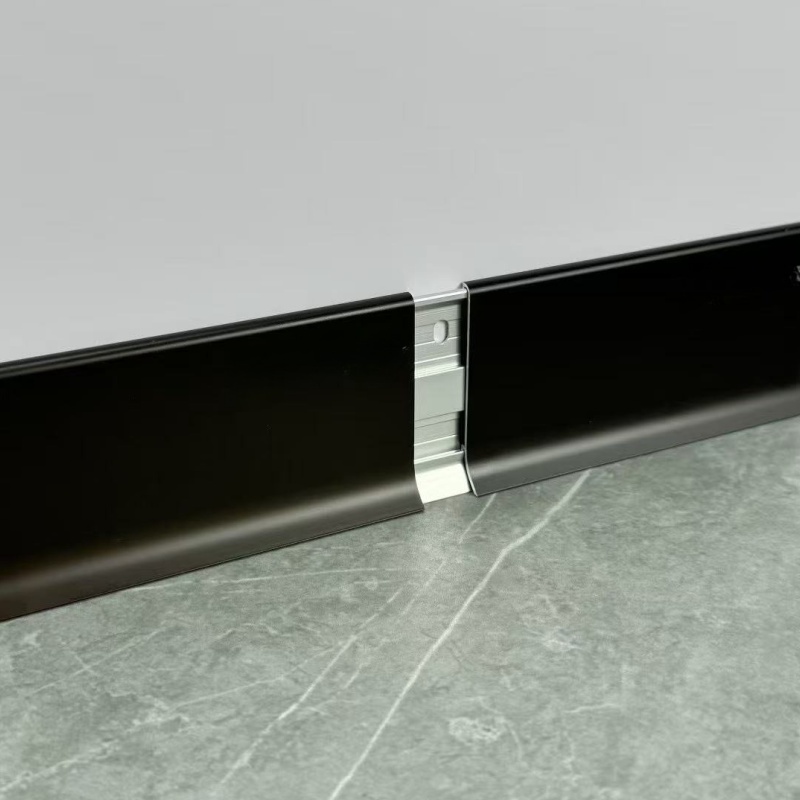 High-End Anodized Brushed 60mm Brass Profile Metal Skirting Board