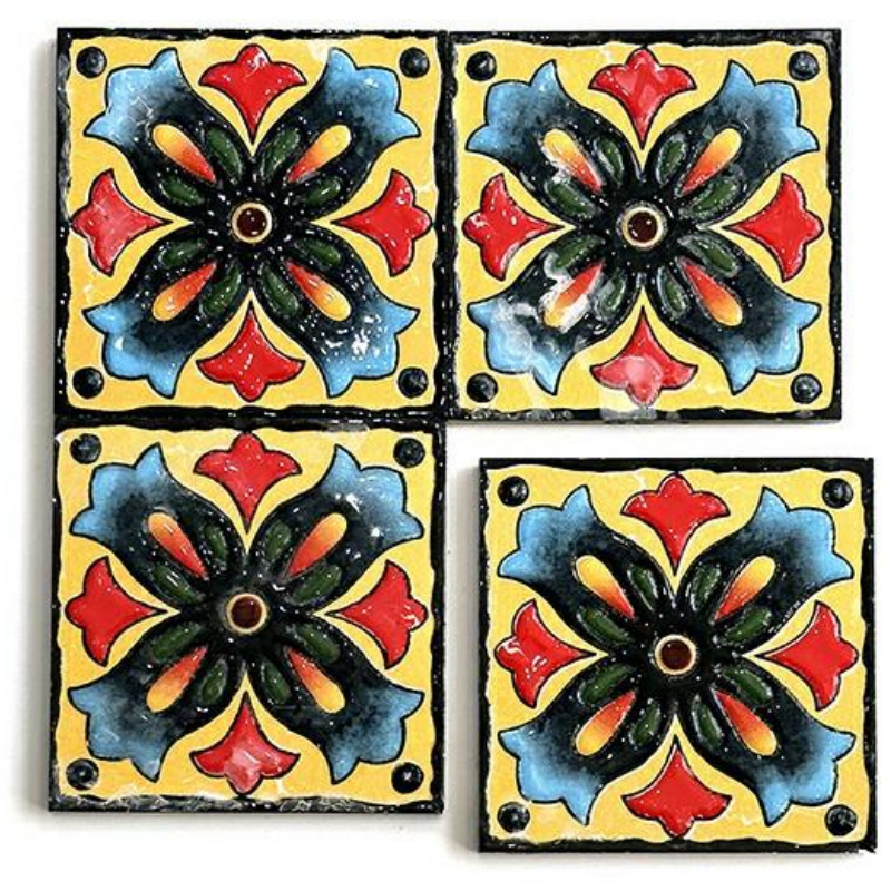 Blue Mix Multicolor Encaustic Art Pattern Warm Style Rustic Floor and Wall Tiles